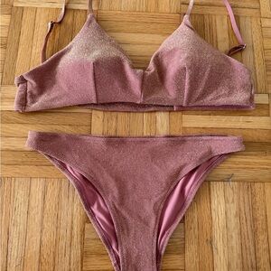 H&M Rose Pink Sparkle Bikini Set